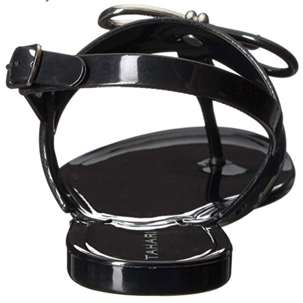 Time Travel Black Bow Jelly Flat Sandals - Picture 8 of 8
